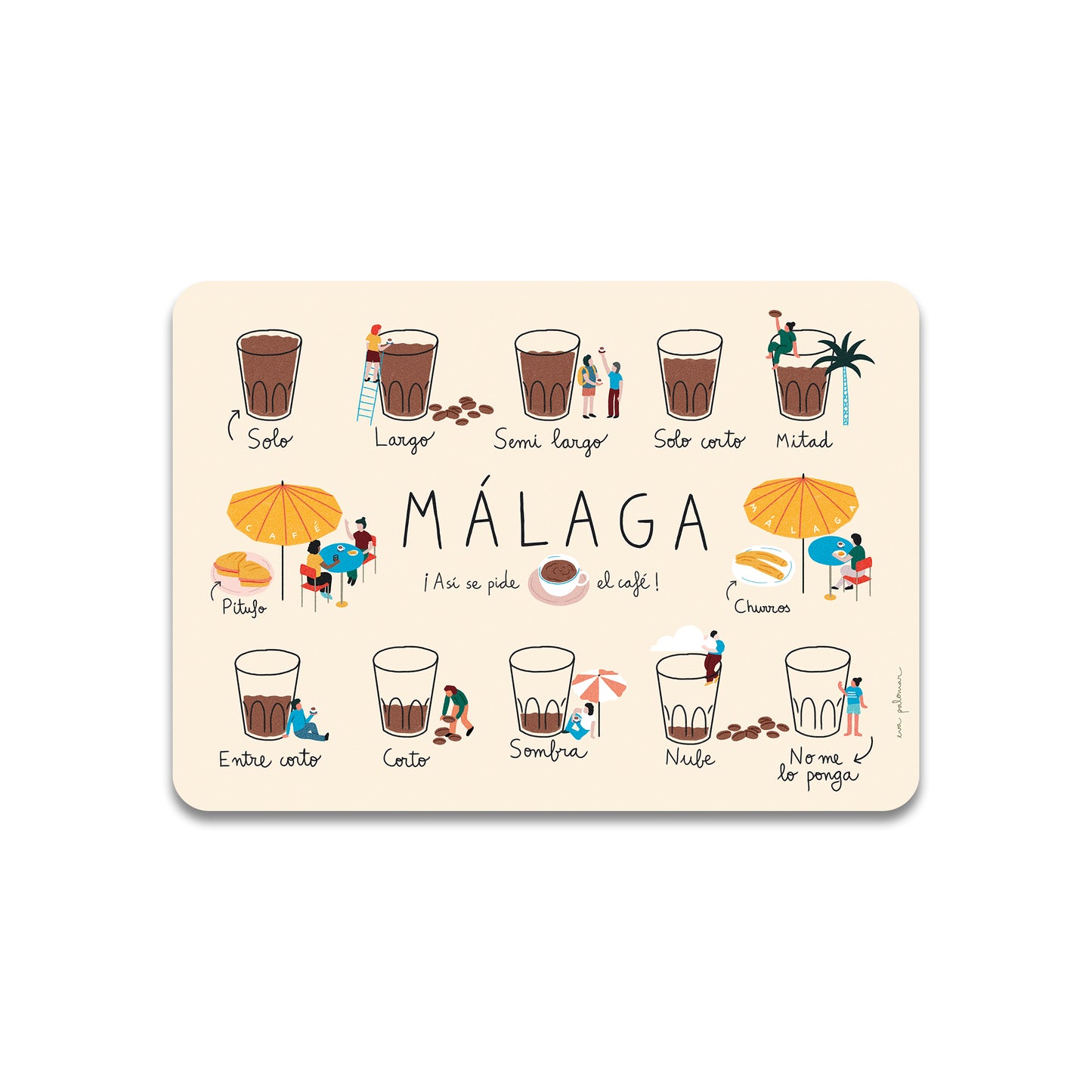 Postal Cafés Málaga