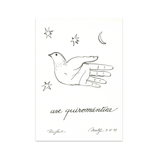 Postal dibujo Ave Quiromántica (vm)